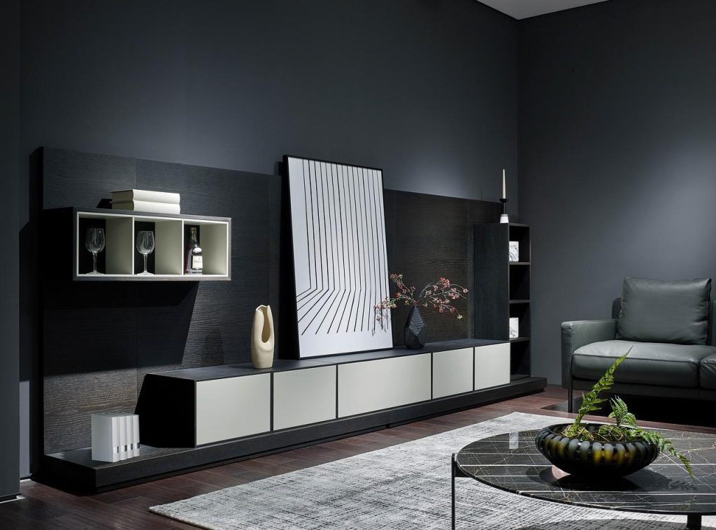 Aku panelen met houtpatroon als moderne wandbekleding in een kantoor of woonkamer
